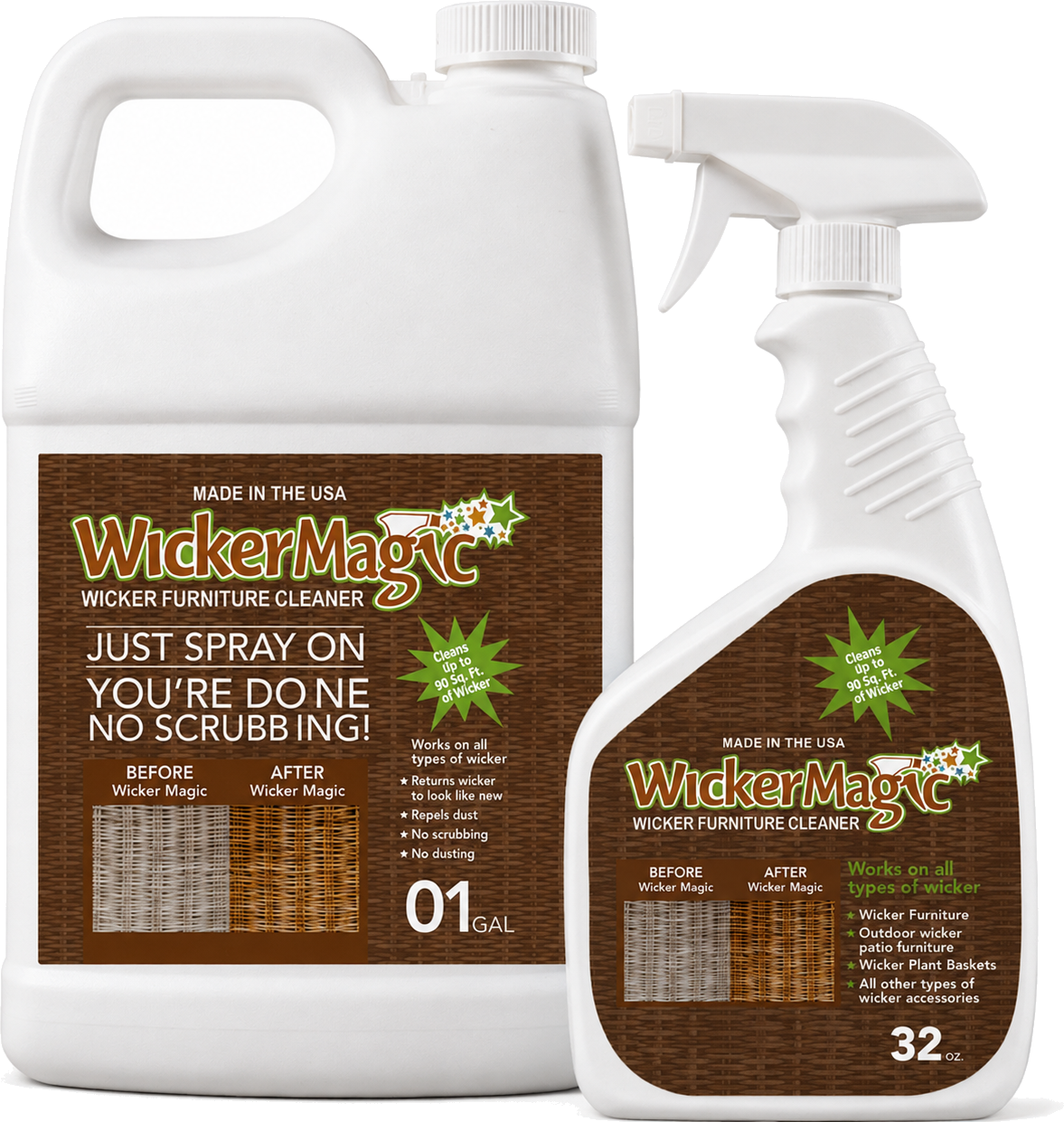 Wicker Magic 1 gallon refill and 32 ounce trigger bottle